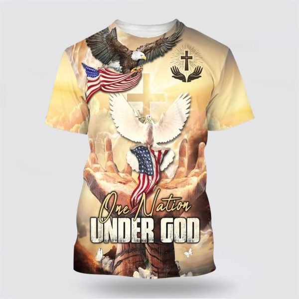 One Nation Under God Shirts Hand Hold Cross Dove – Gifts For Christians