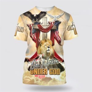 One Nation Under God Shirts Lion Wooden…