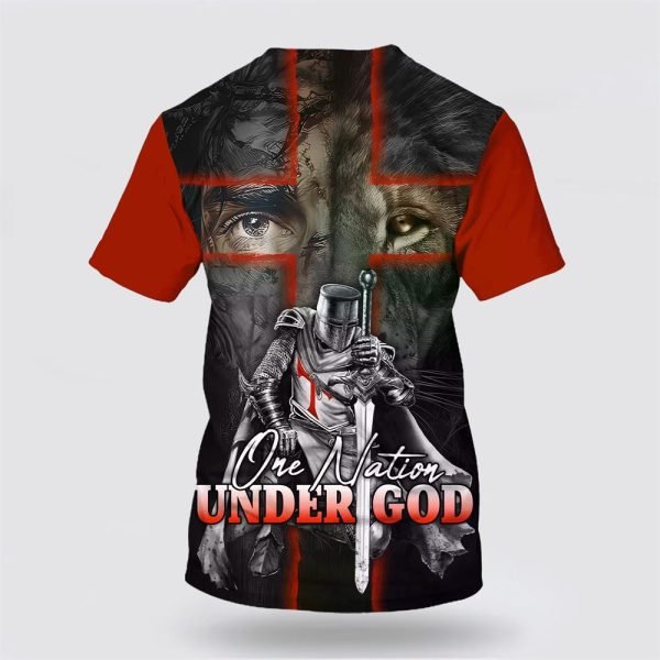One Nation Under God Shirts  Warrior And Lion Cross – Gifts For Christians
