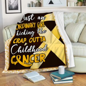 Ordinary Girl Childhood Cancer Fleece Throw Blanket…