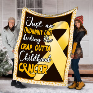 Ordinary Girl Childhood Cancer Fleece Throw Blanket - Sherpa Fleece Blanket - Weighted Blanket To Sleep