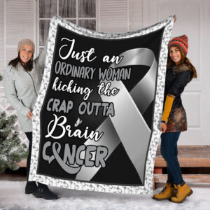 Ordinary Woman Brain Cancer Fleece Throw Blanket - Sherpa Fleece Blanket - Weighted Blanket To Sleep