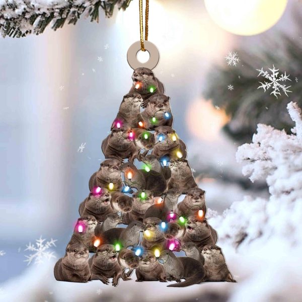 Otter Lovely Tree Gift For Otter Lover Gift For Animal Lover Christmas Plastic Hanging Ornament – Funny Ornament