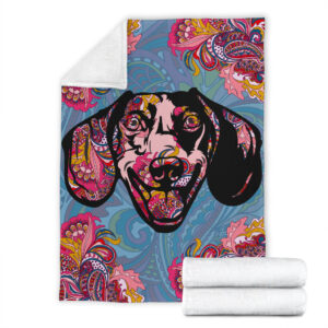 Paisley Dachshund  Fleece Throw Blanket - Pendleton Sherpa Fleece Blanket - Gifts For Dog Lover