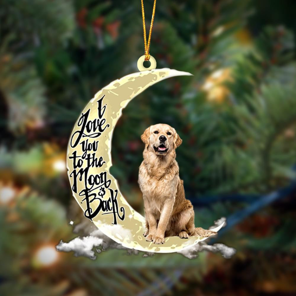 Pamaheart- Golden Retriever I Love You To The Moon And Back Hanging Ornament, Car Ornament, Christmas Ornament