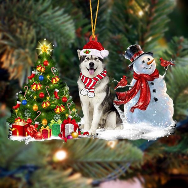 Pamaheart Alaskan Malamute Christmas Snow Hanging Ornament Dog Ornament, Car Ornament, Christmas Ornament