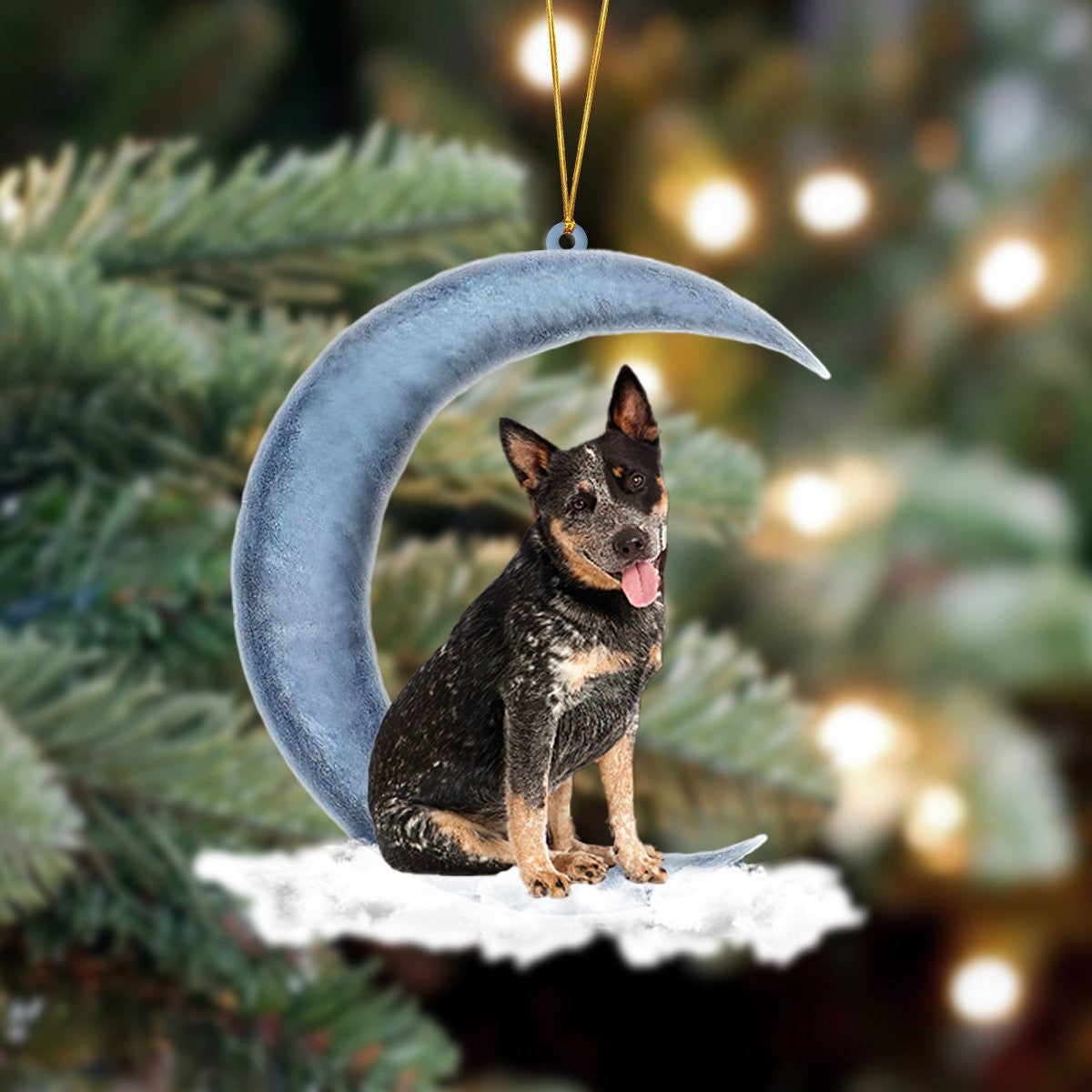 Pamaheart Australian Cattle Sits On The Moon Hanging Ornament Dog Ornament, Car Ornament, Christmas Ornament