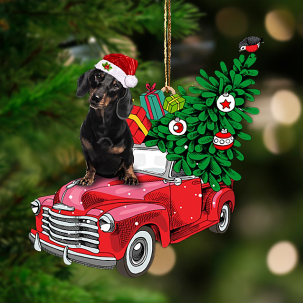 Pamaheart Black Dachshund-Pine Truck Hanging Ornament, Happy Christmas Ornament, Car Ornament, Dog Memorial Gift Pamaheart Black Dachshund-Pine Truck Hanging Ornament, Happy Christmas Ornament, Car Ornament, Dog Memorial Gift