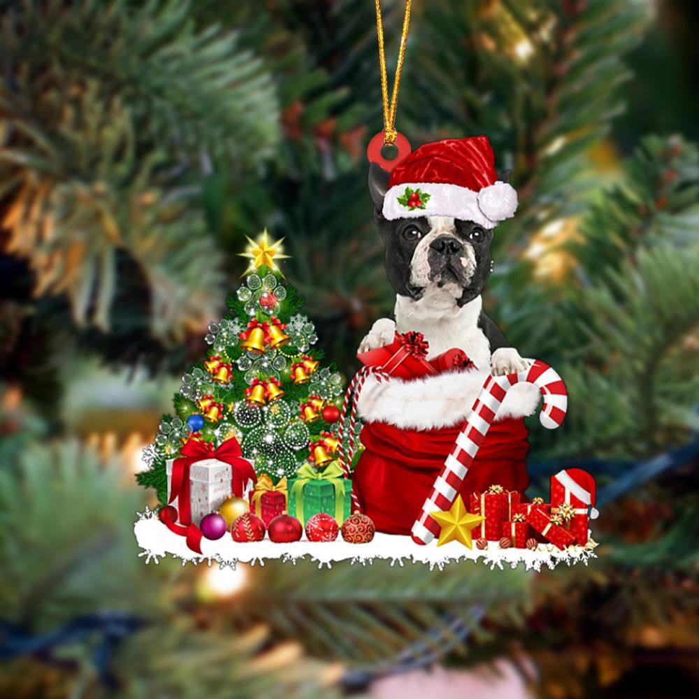 Pamaheart Boston Terrier Gift Bag Merry Christmas Ornament Dog Ornament, Car Ornament, Christmas Ornament Pamaheart Boston Terrier Gift Bag Merry Christmas Ornament Dog Ornament, Car Ornament, Christmas Ornament