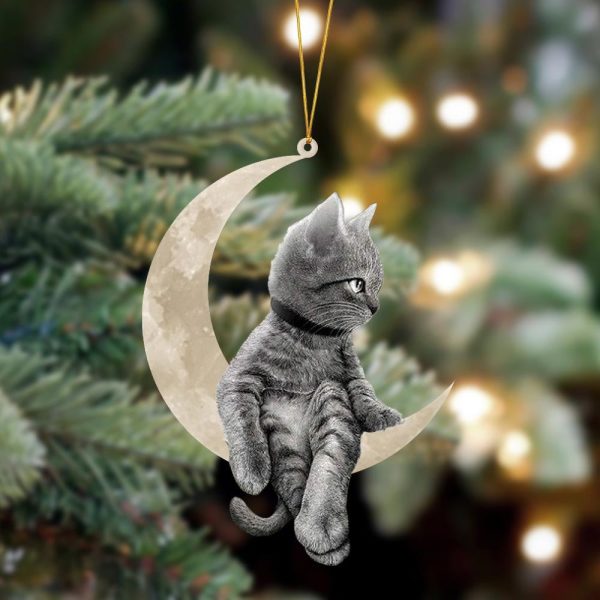 Pamaheart Cat Sits On The Moon Hanging Ornament Dog Ornament, Car Ornament, Christmas Ornament