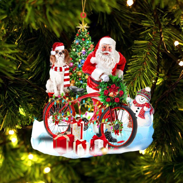 Pamaheart Cavalier King Charles Spaniel On Santa’s Bike Ornament Dog Ornament, Car Ornament, Christmas Ornament