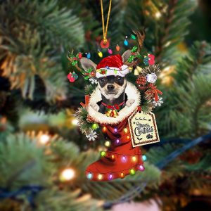 Pamaheart Chihuahua-Xmas Boot-Two Sided Ornament, Happy Christmas…