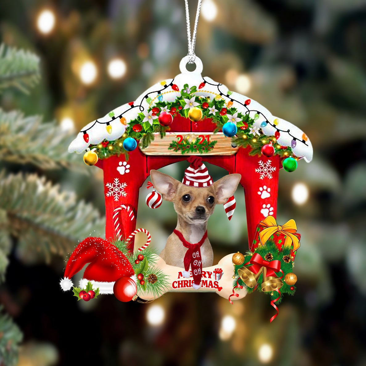 Pamaheart Chihuahua2-Christmas House Two Sided Ornament, Happy Christmas Ornament, Car Ornament Pamaheart Chihuahua2-Christmas House Two Sided Ornament, Happy Christmas Ornament, Car Ornament