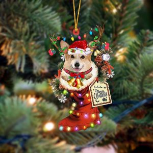 Pamaheart Corgi 2-Xmas Boot-Two Sided Ornament, Happy…