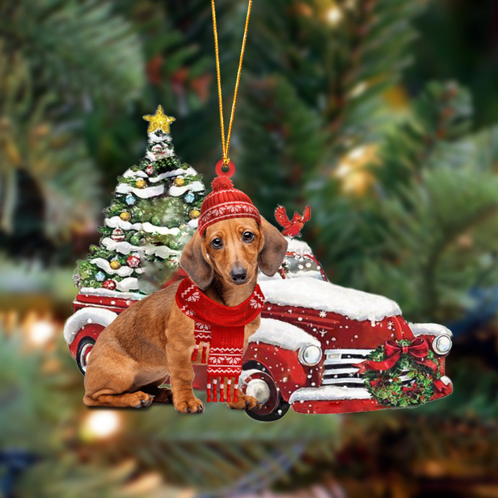Pamaheart Dachshund 3-Christmas Car Two Sided Ornament, Happy Christmas Ornament, Car Ornament, Dog Memorial Gift Pamaheart Dachshund 3-Christmas Car Two Sided Ornament, Happy Christmas Ornament, Car Ornament, Dog Memorial Gift
