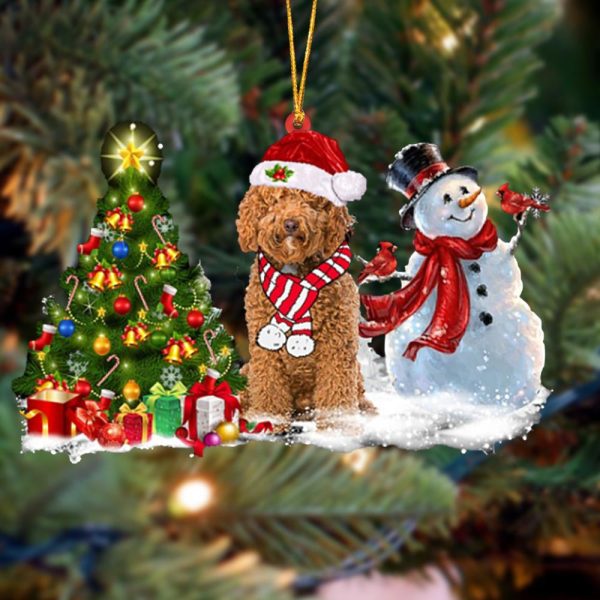 Pamaheart Labradoodle Christmas Snow Hanging Ornament Dog Ornament, Car Ornament, Christmas Ornament