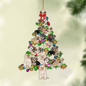 Pamaheart Morkie-Christmas Tree Lights-Two Sided Ornament, Happy…