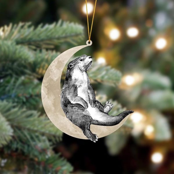 Pamaheart Otter Sits On The Moon Hanging Ornament Dog Ornament, Car Ornament, Christmas Ornament