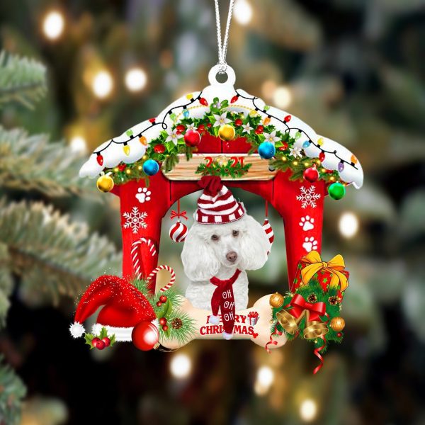 Pamaheart Poodle Christmas House Two Sided Ornament, Happy Christmas Ornament, Car Ornament