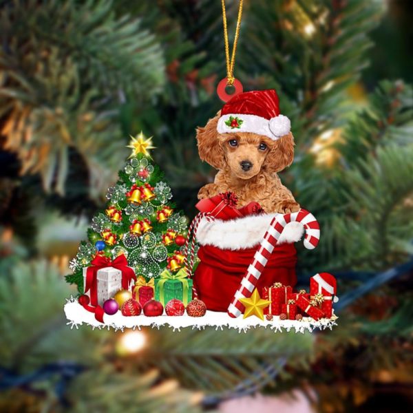 Pamaheart Poodle Gift Bag Merry Christmas Ornament Dog Ornament, Car Ornament, Christmas Ornament
