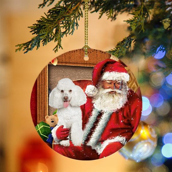 Pamaheart Poodle With Santa Christmas Ornament, Happy Christmas Ornament, Car Ornament, Christmas Decor