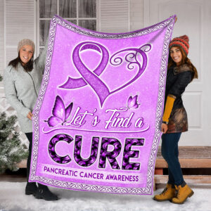 Pancreatic Cancer Find A Cure Fleece Throw Blanket - Sherpa Fleece Blanket - Weighted Blanket To Sleep