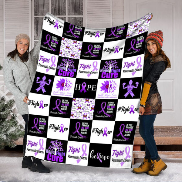 Pancreatic Cancer Pattern Caro Fleece Throw Blanket – Sherpa Fleece Blanket – Weighted Blanket To Sleep