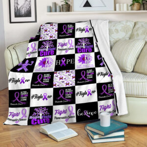 Pancreatic Cancer Pattern Caro Fleece Throw Blanket - Sherpa Fleece Blanket - Weighted Blanket To Sleep