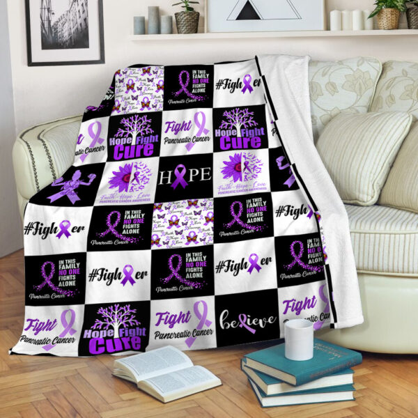 Pancreatic Cancer Pattern Caro Fleece Throw Blanket – Sherpa Fleece Blanket – Weighted Blanket To Sleep