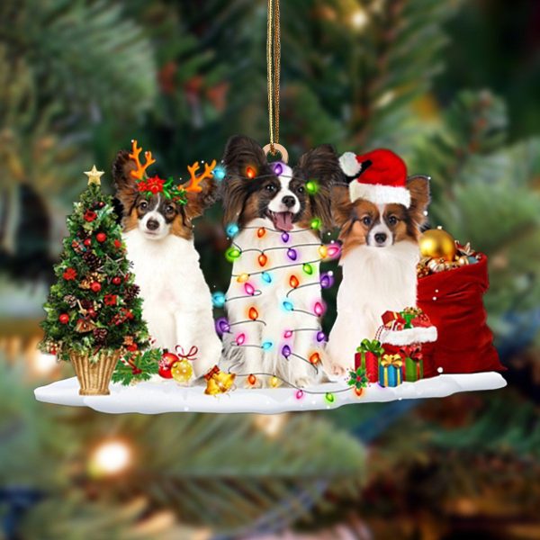 Papillon-Christmas Dog Friends Hanging Christmas Plastic Hanging Ornament – Funny Ornament