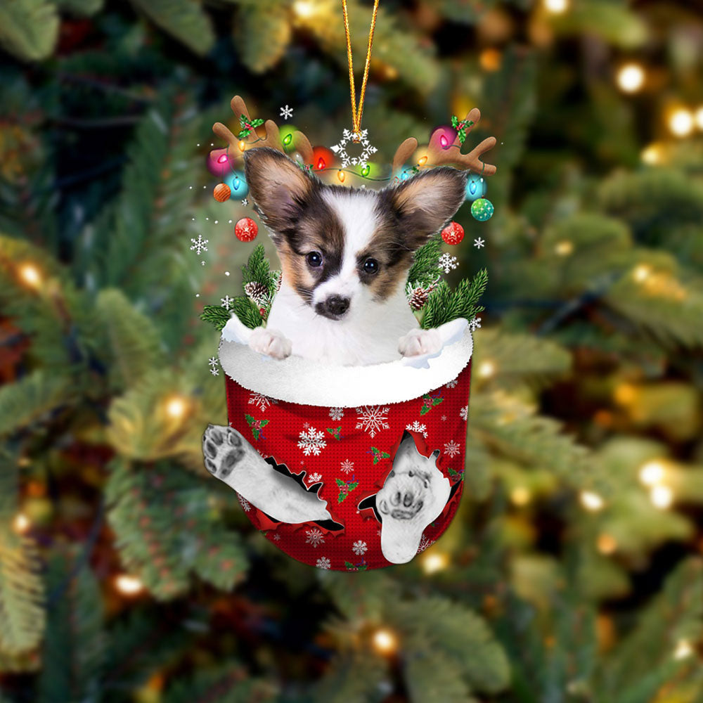 Papillon In Snow Pocket Christmas Ornament – Christmas Gift For Friends – Flat Acrylic Dog Ornament Papillon In Snow Pocket Christmas Ornament – Christmas Gift For Friends – Flat Acrylic Dog Ornament