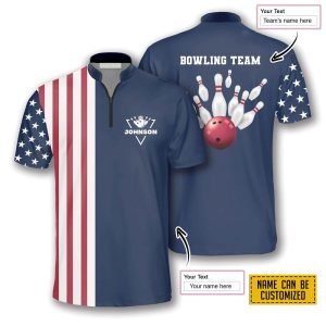 Patriotic American Flag Navy Bowling Personalized Names…