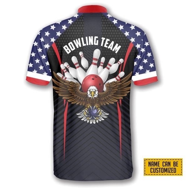 Patriotic Eagle American Flag Bowling Personalized Names And Team Jersey Shirt – Gift For Bowling Enthusiasts