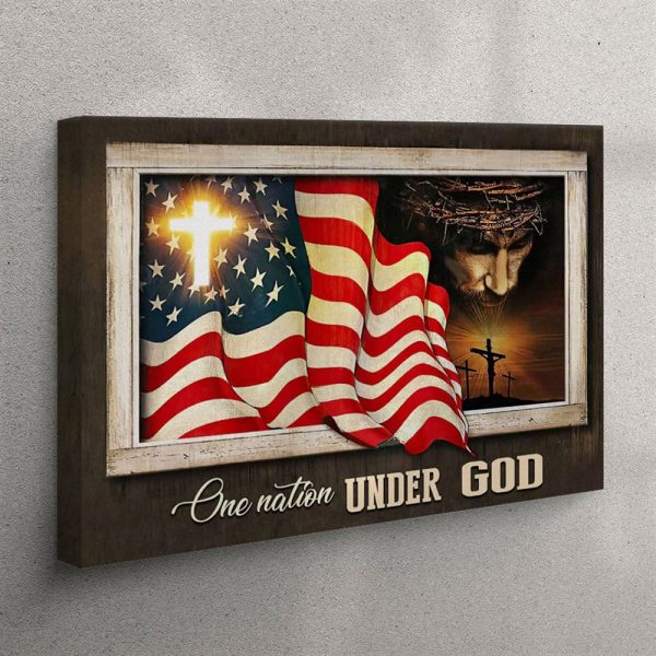 Patriotism Christian – One Nation Under God Canvas Wall Art – Christian Wall Art Canvas