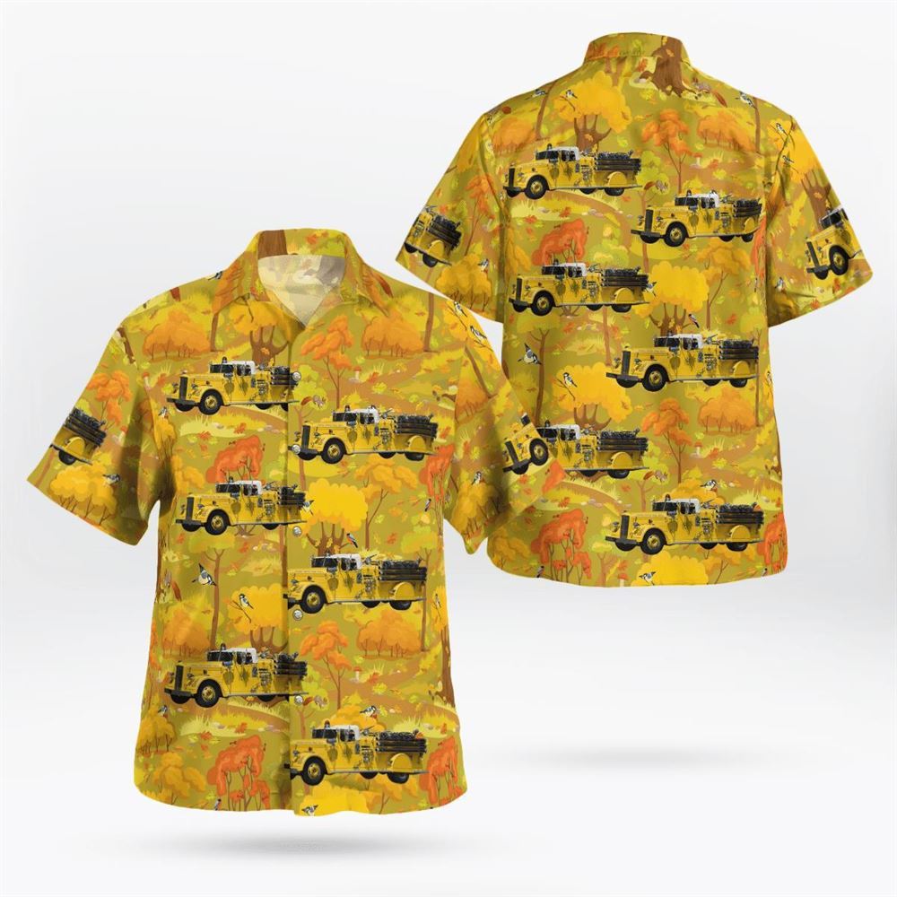 Pearl River, NY, Pearl River Fire District Excelsior Engine Company, 1947 Ward LaFrance1995 RD Murray Autumn Hawaiian Shirt – Gifts For Firefighters In NY Pearl River, NY, Pearl River Fire District Excelsior Engine Company, 1947 Ward LaFrance1995 RD Murray Autumn Hawaiian Shirt – Gifts For Firefighters In NY