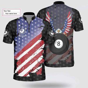 Personalized Billiard 8 Ball Eagle Ameriacan Flag Billiard Jerseys Shirt