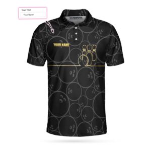 Personalized Black Bowling Pattern Polo Shirt – Bowling Men Polo Shirt – Gifts To Get For Your Dad – Father’s Day Shirt