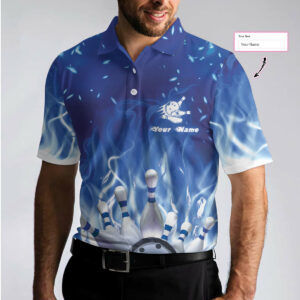 Personalized Blue Bowling Pattern Polo Shirt - Bowling Men Polo Shirt - Gifts To Get For Your Dad - Father's Day Shirt