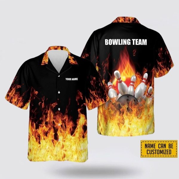 Personalized Bowling In Fire Bowling Hawaiin Shirt – Gift For Bowling Enthusiasts