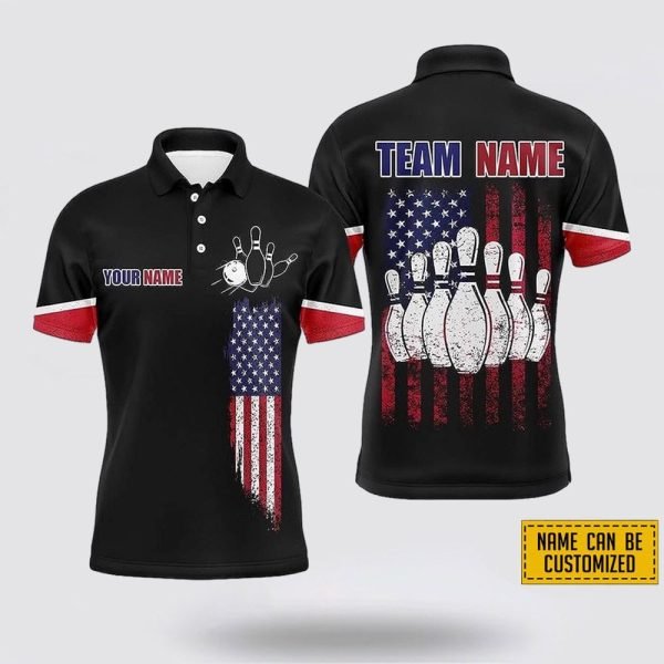 Personalized Bowlwing American Flag Pattern Bowling Jersey Shirt – Gift For Bowling Enthusiasts