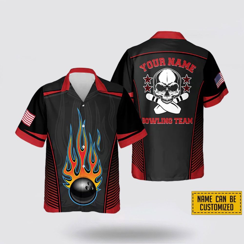 Personalized Name And Team Name Skull Hawaiian Shirt – Gift For Bowling Enthusiasts