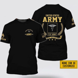 Personalized Name Rank Army Medical Service Corps EST Army 1775  All Over Print 3D T Shirt – Gift For Military Personnel