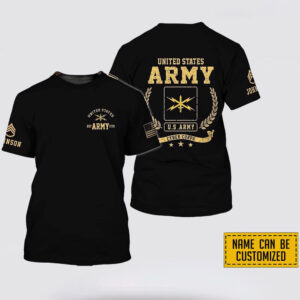 Personalized Name Rank United States Army Cyber Corps EST Army 1775  All Over Print 3D T Shirt - Gift For Military Personnel