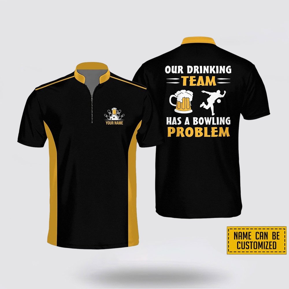 Personalized Our Drinking Team Has A Bowling Problem Bowling Jersey Shirt – Gift For Bowling Enthusiasts