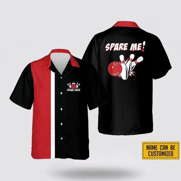 Personalized Red And Black Bowling Spare Me Bowling Hawaiin Shirt – Gift For Bowling Enthusiasts