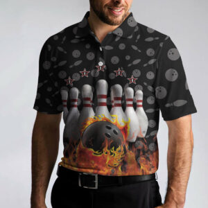 Personalized Skull Bowling Fire Polo Shirt - Bowling Men Polo Shirt - Gifts To Get For Your Dad - Father's Day Shirt