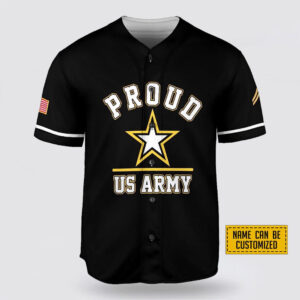 Personalized US Army Proud Rank American Flag Baseball Jersey - Gift For Military Personnel