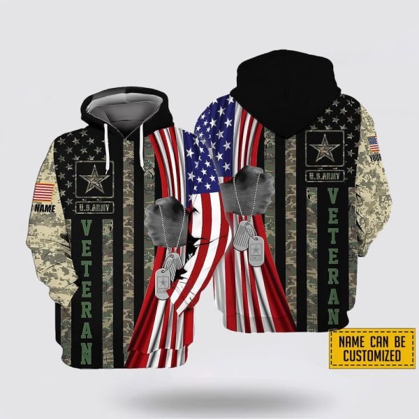 Personalized US Army Veteran God Saved American All Over Print 3D Hoodie – For Military Personnel