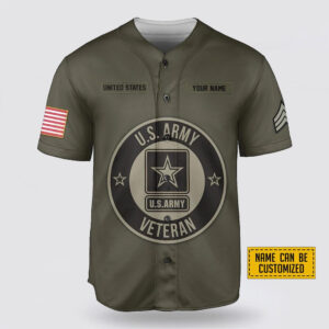 Personalized US Army Veteran Rank American Flag Baseball Jersey - Gift For Military Personnel