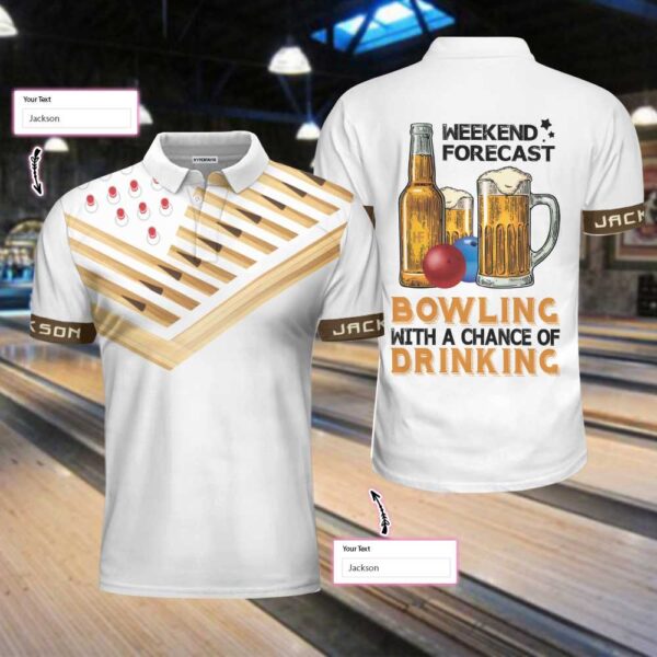 Personalized Weekend Forecast Bowling With A Chance Of Drinking Polo Shirt – Bowling Men Polo Shirt – Gifts To Get For Your Dad – Father’s Day Shirt